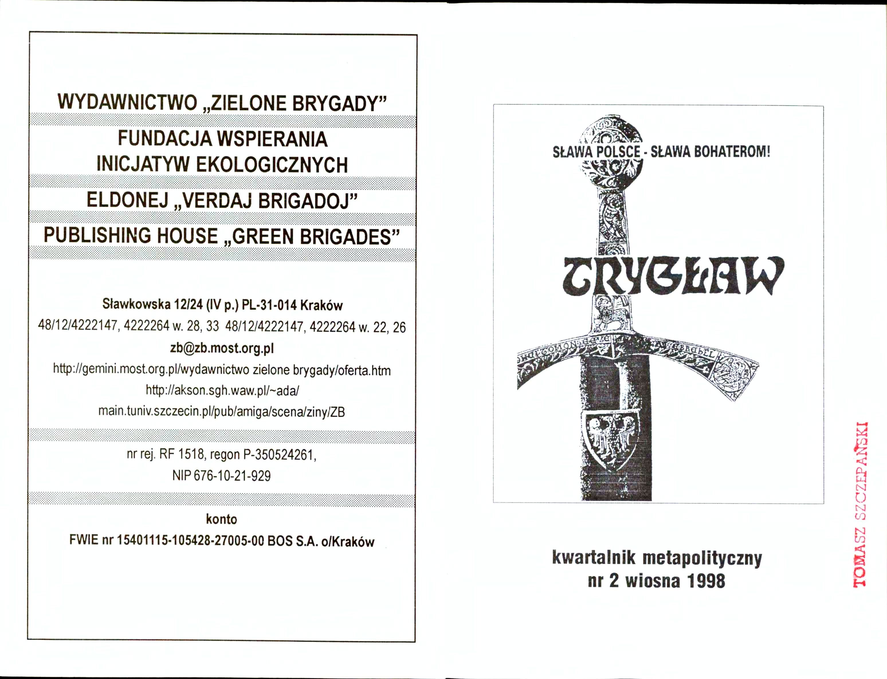 Trygław nr 02, strona tytułowa